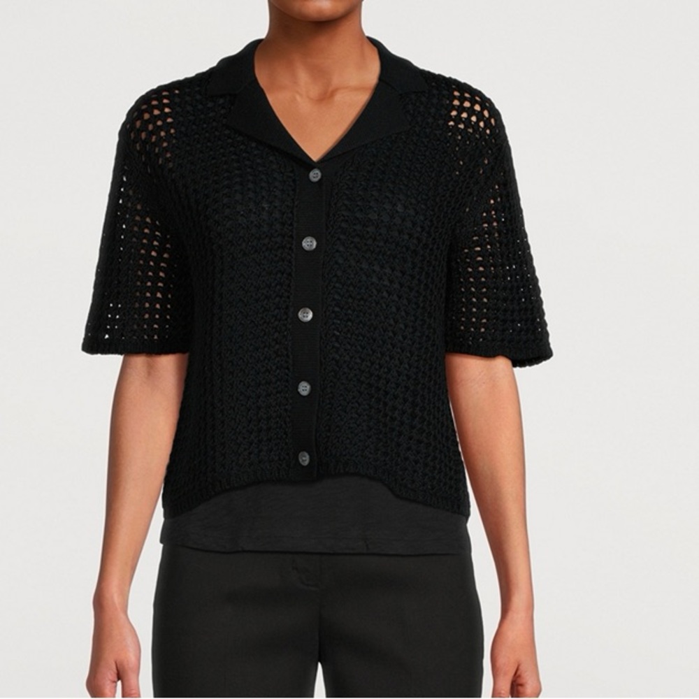 Theory Crochet Knit Button Up Top